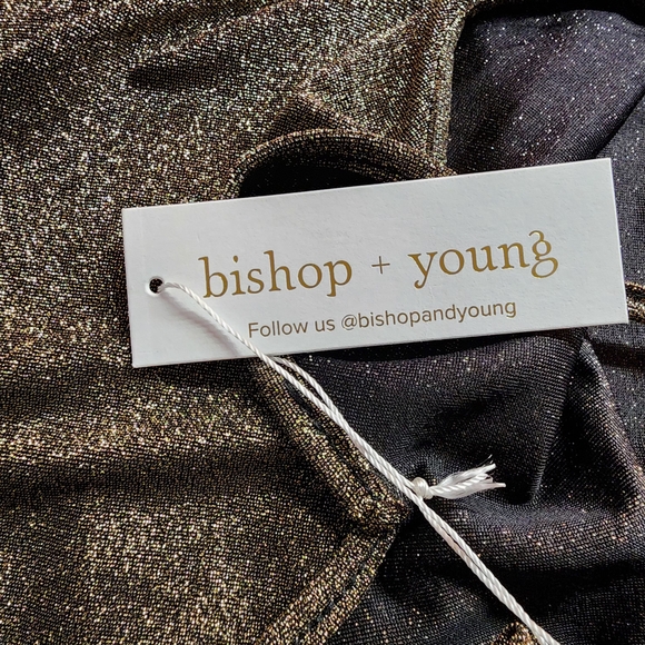 Bishop + Young Anthro Elegant Gold Glittery V-neck Tank Top Size Small NWT - Picture 3 of 4